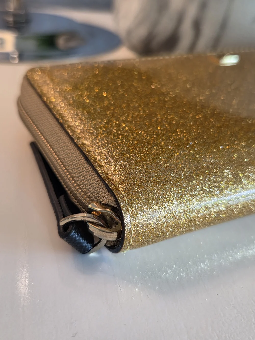 Kate Spade New York Mavis Street Neda Gold Glitter Wallet.